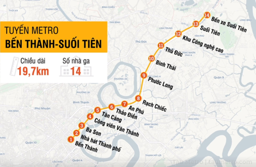 14 nha ga cua tuyen metro so 1 ben thanh suoi tien