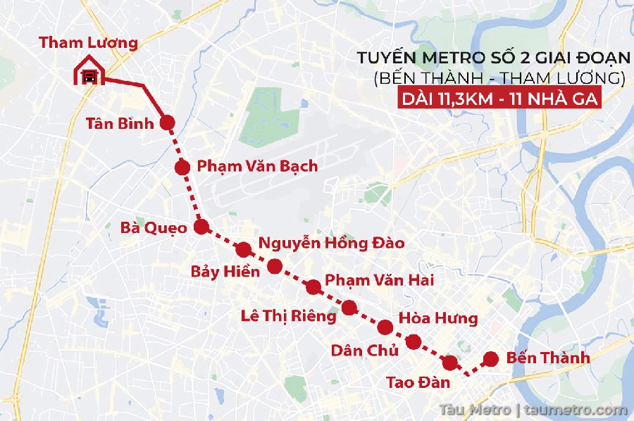 ban do tuyen metro so 2 giai doan 1 (ben thanh - tham luong)