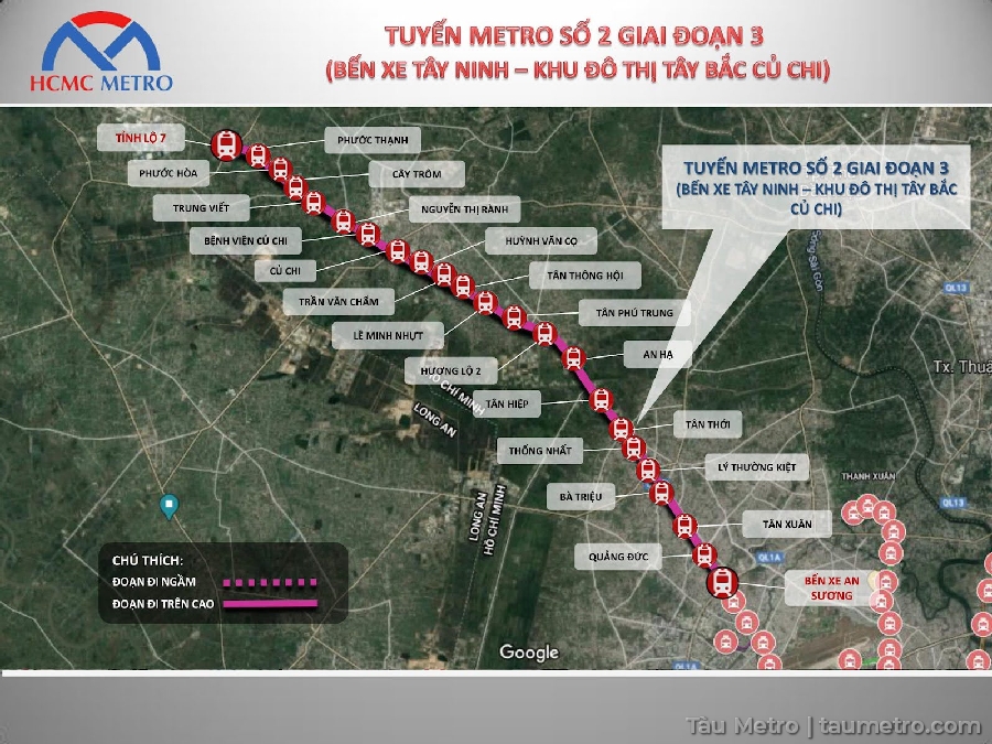 ban do tuyen metro so 2 giai doan 3 (ben xe tay ninh - khu do thi tay bac cu chi)