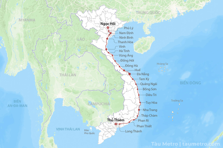 huong tuyen va vi tri cac nha ga thuoc tuyen duong sat cao toc bac nam