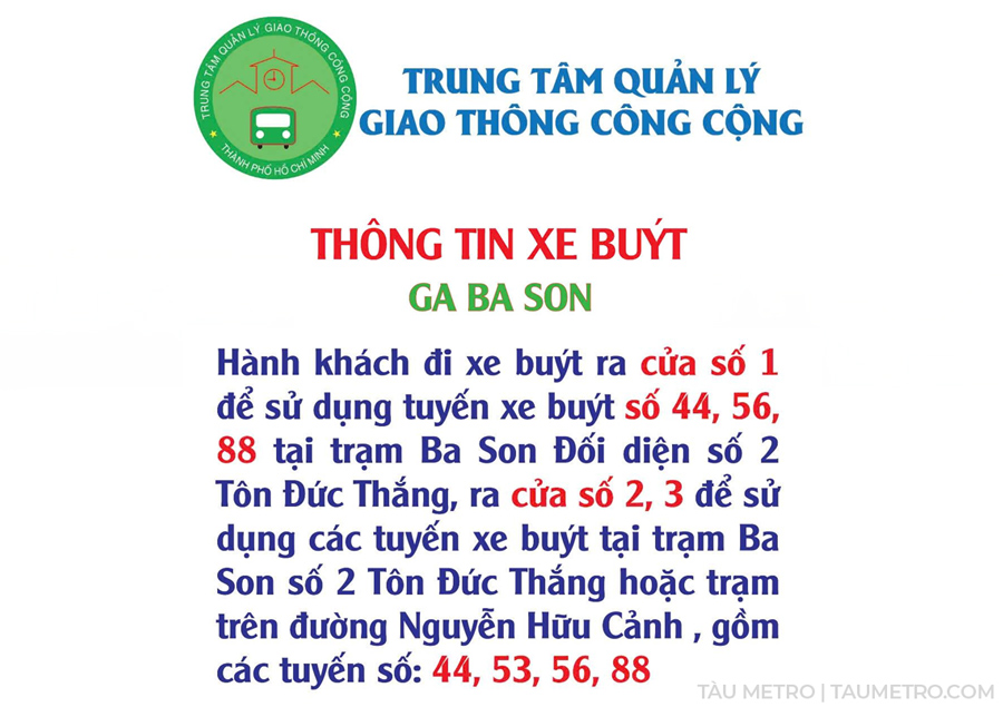 cac tuyen xe buyt ket noi voi nha ga metro ba son