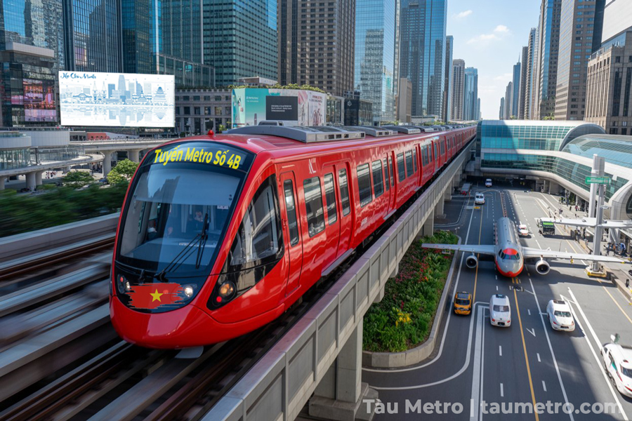 phoi canh doan tau tuyen metro so 4b cong vien gia dinh - lang cha ca
