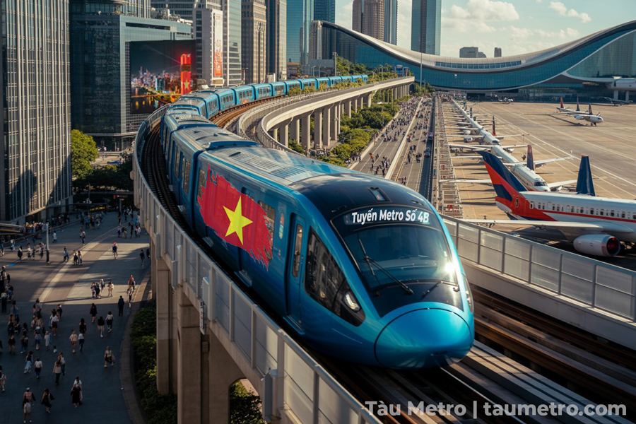 phoi canh doan tau tuyen metro so 4b cong vien gia dinh - lang cha ca