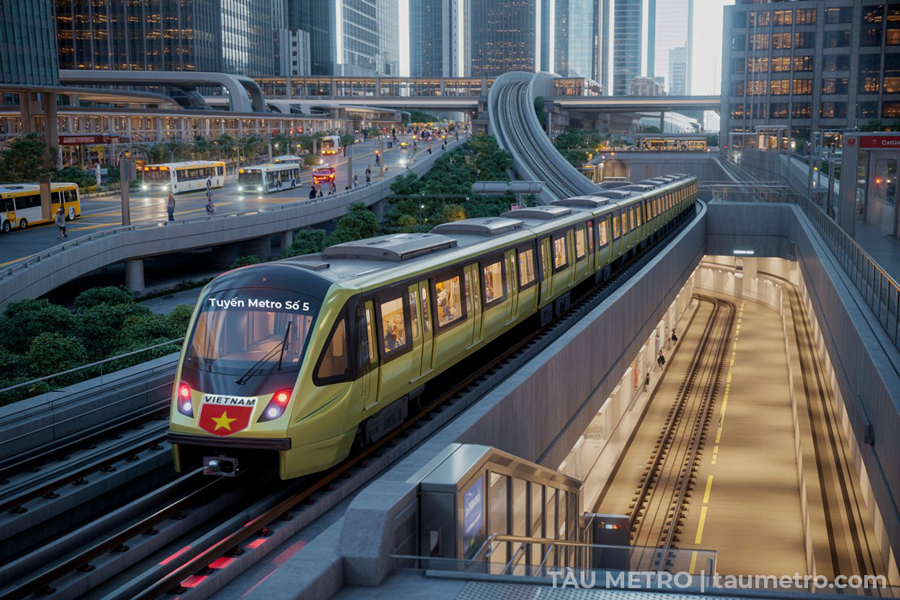 phoi canh doan tau tuyen metro so 5 cau sai gon - ben xe can giuoc moi