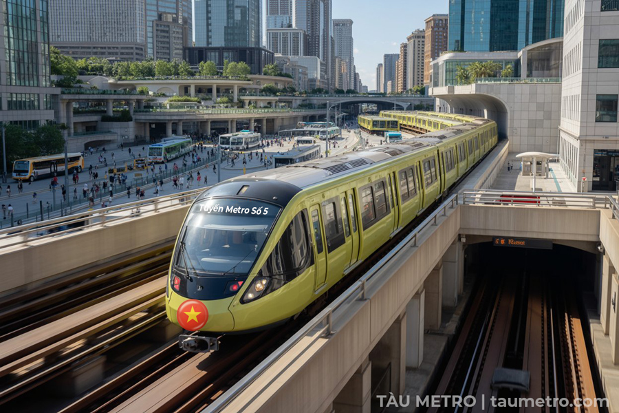 phoi canh doan tau tuyen metro so 5 cau sai gon - ben xe can giuoc moi