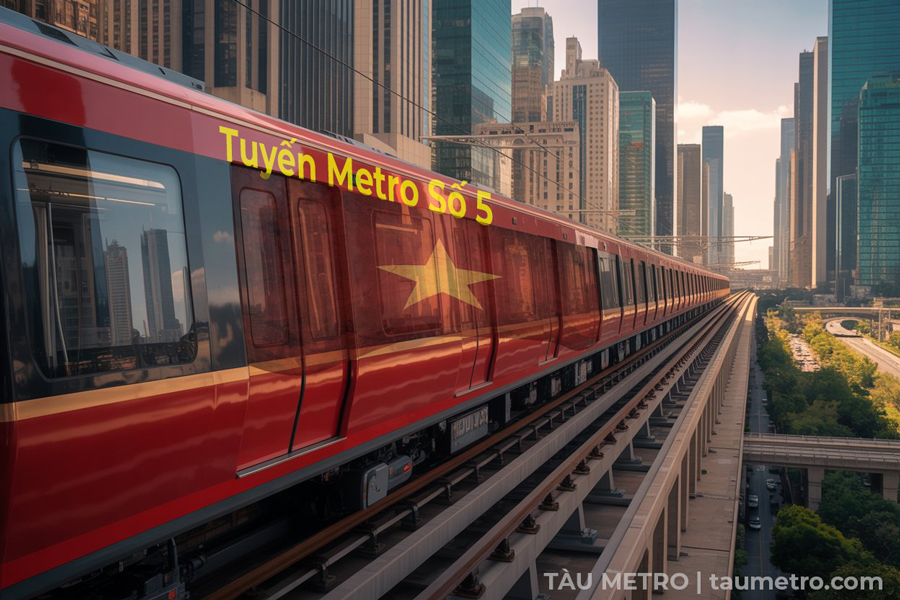 phoi canh doan tau tuyen metro so 5 cau sai gon - ben xe can giuoc moi