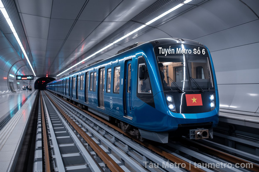 phoi canh doan tau tuyen metro so 6 ba queo vong xoay phu lam