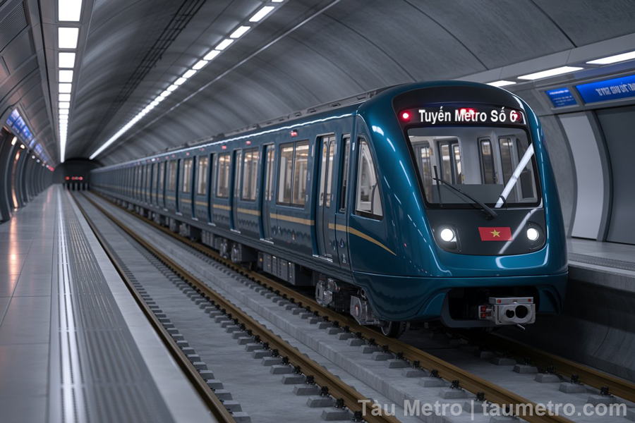 phoi canh doan tau tuyen metro so 6 ba queo vong xoay phu lam