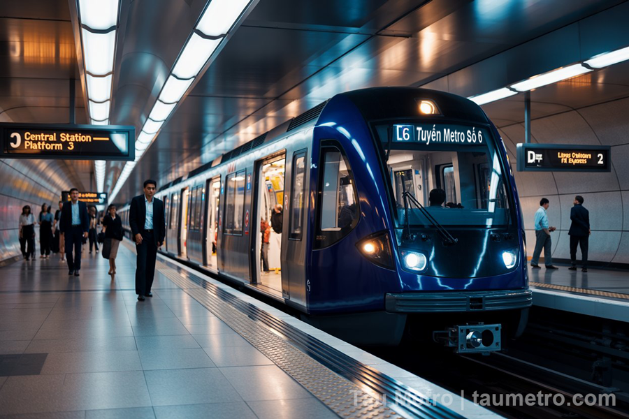 phoi canh doan tau tuyen metro so 6 ba queo vong xoay phu lam