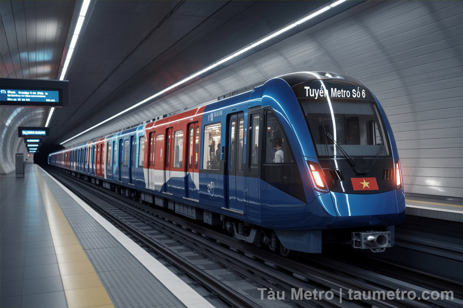 phoi canh doan tau tuyen metro so 6 ba queo vong xoay phu lam