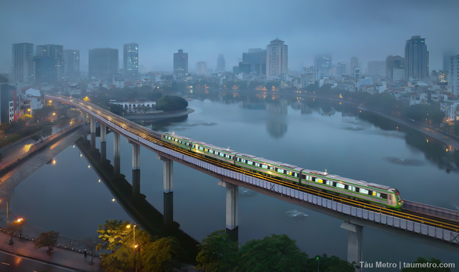 hinh anh thuc te cac doan tau dien thuoc he thong metro ha noi